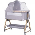 Patut co-sleeper Chipolino Charisma Platinum Wood cu laterala culisanta si functie de leagan