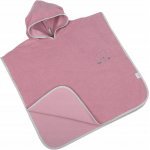 Poncho de baie pentru copii, BabyMam retro Pink, 126 x 60 cm, realizat din bumbac moale, cu agatatoare cuier