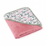 Prosop cu gluga Petite&Mars Loulou hipoalergenic 100x100 cm Roz