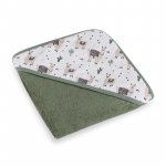 Prosop cu gluga Petite&Mars Loulou hipoalergenic 100x100 cm Lame Bej/Verde