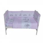 Lenjerie din bumbac cu 3 piese 120x60 cm fete de schimb Beberoyal Bears&Toys Roz