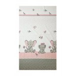 Lenjerie din bumbac cu 3 piese 120x60 cm fete de schimb Beberoyal Elefant&Birds Roz