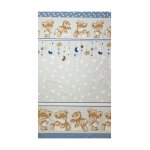 Lenjerie din bumbac cu 3 piese 120x60 cm fete de schimb Beberoyal Bears&Rabbit Albastru