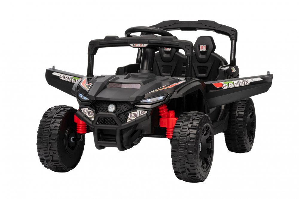 Mașinuță electrica pentru copii Nichiduța Sport Speed Black 12V cu telecomanda 2.4G,motoare 2x35w,lumini led,uși cu deschidere,slow start,roți robuste din plastic cu suspensii pe spate