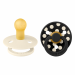 Set 2 suzete Bibs Colour Studio Collection Polka Dots tetina rotundă 6 luni+ Ivory/Black