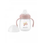 Cană cu cioc din silicon pentru copii Kikkaboo Hedge-hugs Roz 240ml, mânere practice, varsta recomandată 6 luni+