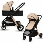 Carucior transformabil 2 in 1 pentru copii Appekids Elite Sand cu suspensii, sezut reversibil, accesorii, greutate suportata 22 kg