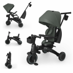 Tricicleta pentru copii Kinderkraft Jazz 3 Verde, pliabila, scaun rotativ, spatar reglabil, maner ajustabil