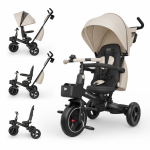 Tricicleta pentru copii KinderKraft Spinstep 2 Plus Beige, rotatie 360, maner telescopic, greutate admisa 25 kg