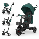Tricicleta pentru copii KinderKraft Spinstep 2 Plus Green, rotatie 360, maner telescopic, greutate admisa 25 kg