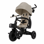 Tricicleta pentru copii Kinderkraft Aveo 2 Plus Beige pliabila, cu scaun reglabil si reversibil, suport picioare, controlul directiei