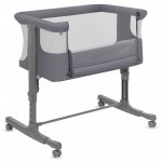 Patut co-sleeper 3 in 1 Lionelo Aurora Granit cu leganare si setare unghiulara, saltea, geanta transport, reglabil in 5 pozitii pe inaltime, greutate suportata 9 kg, 85x60x66 cm