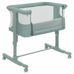 Patut co-sleeper 3 in 1 Lionelo Aurora Verde cu leganare si setare unghiulara, saltea, geanta transport, reglabil in 5 pozitii pe inaltime, greutate suportata 9 kg, 85x60x66 cm