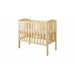 Patut din lemn Tobi natural 100 x 50 cm cu laterala culisanta, roti cu blocare si    protectie silicon pentru dentitie
