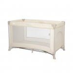 Patut pliabil pentru copii Lorelli Torino Beige cu saltea inclusa si usa laterala cu fermoar