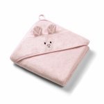 Prosop baie bambus cu gluga 100 x 100 cm Babyono roz