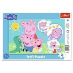 Puzzle 15 piese Trefl cu cadru Peppa pig cea mai draguta purcelusa