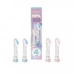 Set 4 rezerve pentru periuta de dinti Vitammy Nova compatibile cu periutele de dinti electrice Vitammy Bunny și ePUPPY pentru copii 3-6 ani, roz și albastru