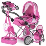 Carucior 3 in 1 pentru papusi Malplay Unicorn, cu gondola, carucior sport si landou portabil