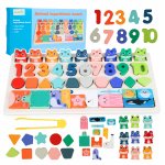 Joc de îndemânare 4 in 1 pentru copii Box Hammer Workshop, cu numere și forme din lemn