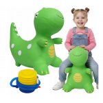 Jucarie gonflabila de sarit pentru copii Malplay Green Dino, inaltime 49cm, cu pompa inclusa