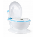 Oliță muzicală pentru copii Little Mom Blue, model educativ, design realist tip minitoaleta, adaptor moale din spumă PU, capac rabatabil, vas colector detașabil
