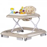 Premergator pentru copii Chipolino Baby Steps Beige cu panou de joaca, inaltime reglabila si tavita detasabila