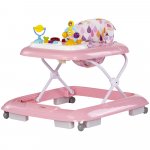 Premergator pentru copii Chipolino Baby Steps Pink cu panou de joaca, inaltime reglabila si tavita detasabila