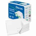 Set 20 aleze absorbante de unica folosinta Davas 60x60 cm, 5 straturi, impermeabil, benzi adezive, dispersie uniforma, transforma rapid lichidul in gel