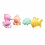 Set 4 jucarii de baie Akuku animale marine din silicon moale,baza detasabila, culori pastel, forme rotunjite, fabricate din materiale sigure, nu contin bisfenol A
