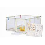 Tarc de joaca Nichiduta Forest Beige 120x120x65 cm cu cadru metalic, pereti din plasa, acces cu fermoar, 4 inele ajutatoare, covoras din spuma cu doua fete si 100 de bile incluse