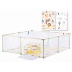 Tarc de joaca Nichiduta Forest Beige 200x200x65cm, cadrul metalic, pereti din plasa, acces cu fermoar, 4 inele ajutatoare, covoras din spuma cu doua fete si 100 de bile incluse