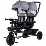 Tricicleta pentru gemeni Chipolino Hip Hop Platinum cu sezut rotativ 360 grade, suporturi pentru picioare, bara de protectie, cosulete