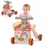 Antepremergator evolutiv pentru copii Malplay Pink, cu lumini, sunete si angrenaje rotative, dimensiune 45 x 42 x 46 cm