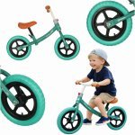 Bicicleta de echilibru fara pedale pentru copii, Ikonka, cu ghidonul si saua reglabile in inaltime, greutate redusa 1.8 kg, Trike Fix Balance Turcoaz