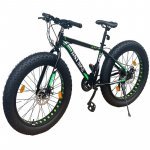 Bicicleta fat bike 26 inch, cadru 17 inch, schimbator shimano, 21 viteze, frane pe disc, negru/verde