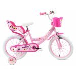 Bicicletă pentru copii Denver Minnie Cutest 16 inch, frână de mână pe ambele roți, clopoțel, roți ajutatoare detasabile, suport pentru papusi, coșuleț transport pe ghidon