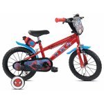 Bicicletă pentru copii Denver Spiderman 14 inch, frână de mână pe ambele roți, claxon, sticlă de apa, apărătoare noroi fata și spate, spițe metalice, roți gonflabile