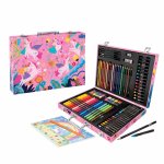 Set de desen Deluxe cu 100 de accesorii Happi Hobbi Fantezie Unicorni Art Case