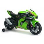 Motocicleta electrica pentru copii, 12V, licențiat Kawasaki Ninja ZX-R10 Verde, cu roți ajutatoare, 3-6 ani