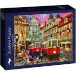 Puzzle Bluebird David Maclean Prague trolleys 1000 piese