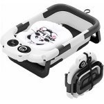 Set cadita pentru copii Little Mom Panda Splash Black, design inovator ultra-pliabil cu pernuta detașabilă , termometru display digital încorporat, dop scurgere, picioruse antiderapante