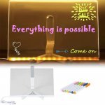 Tabla creativa LED cu efect 3D Doris 30x20 cm, suport reglabil, 7 markere colorate incluse