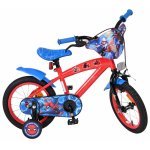 Bicicleta pentru copii E&L Spiderman 14 inch, frana de mana pe roata fata, scaun si ghidon reglabil, spite metalice, roti gonflabile, stopuri reflectorizante