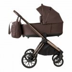 Carucior 2 in 1 Adamex Bianco Deluxe Collection cu suspensii, maner reglabil, certificat EN1888:2022 pana la 22 kg, Chocolate Brown