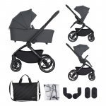 Carucior 2 in 1 pentru copii Petite&Mars Scout Gri cu landou pliabil, reversibil, spatar si suport de picioare reglabile, maner ajustabil, accesorii, pana la 22 kg, 0 luni+