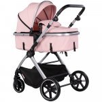 Carucior 2 in 1 pentru copii Chipolino Pearl Powder Pink, transformabil, sezut reversibil, bara detasabila, roti cu suspensii, geanta, greutate admisa 22 kg
