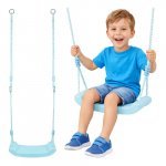 Leagăn pentru copii Kruzzel, construcție robustă cu frânghii puternice, lungime reglabilă 105-175cm, asamblare rapidă, sarcina maximă 50 kg, Light Blue