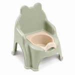 Oliță pentru copii Doloni Beige/Turquoise Tiger, design robust, cu spătar înalt, cotiere și vas colector detașabil, dimensiune 38 x 29 x 30 cm