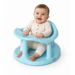 Scaun de baie Little Mom Baby Sit Light Blue design ergonomic cu spatar si cotiere, fixare cu ventuze, dimensiune 32 x 32 x 20.5 cm, varsta 6 luni+